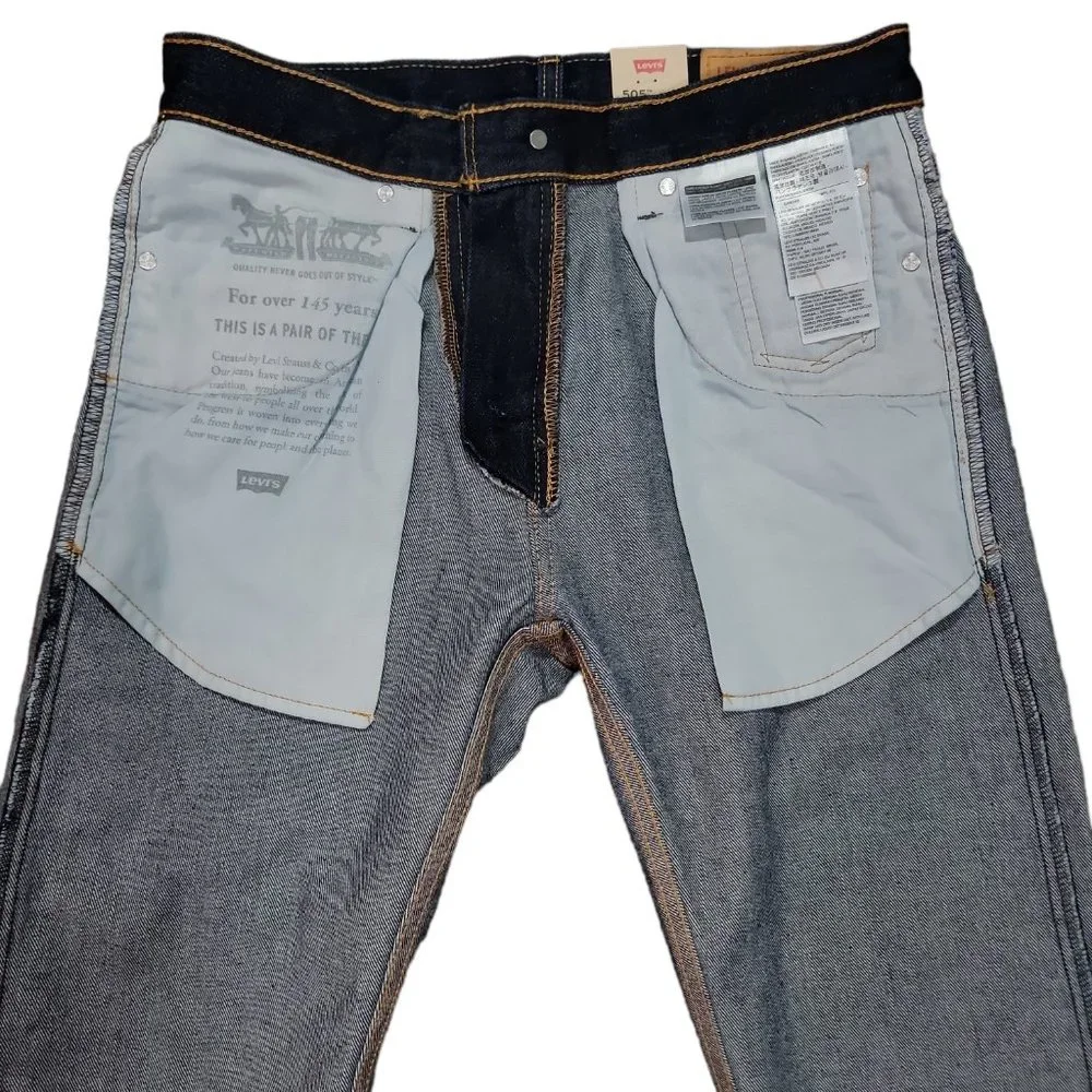 Levis 505 Mens Rinse Dark Wash Jeans Straight Leg Sz 29x32 - Picture 8 of 13